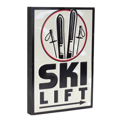 Houzbling Ski Lift Sign 10.75"l X 15.75"h Mdf/tin In Black