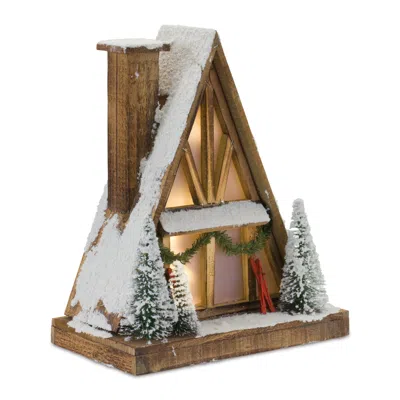 Houzbling Ski Lodge 13.75"l X 16.5"h Wood 3 Aa Batteries, Not Included