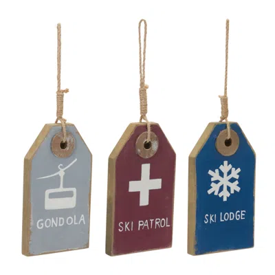 Houzbling Ski Tag Ornament (set Of 12) 11"h Mdf