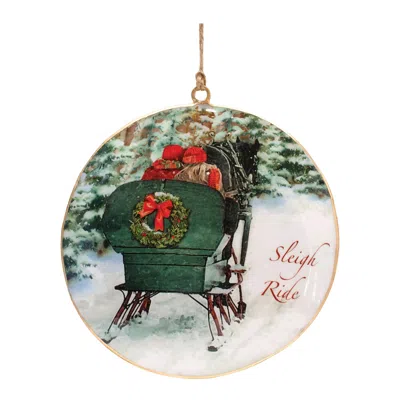Houzbling Sleigh Ride Disc Ornament (set Of 6) 6"h Iron In Multi