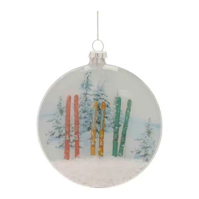 Houzbling Snow Makes Us Happy Disc Ornament (set Of 6) 4.25"h Glass