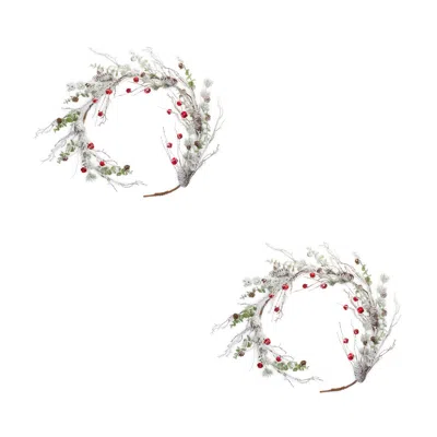 Houzbling Snow Pine Garland W/sleigh Bells (set Of 2) 5'l Plastic In White