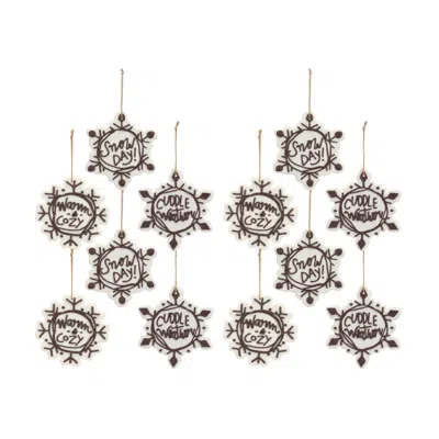 Houzbling Snowflake Ornament (set Of 12) 4.25"h, 4.5"h, 5"h Plastic In Brown