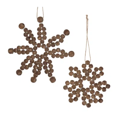 Houzbling Snowflake Ornament (set Of 12) 4.75"d, 6.75"d Wood In Brown