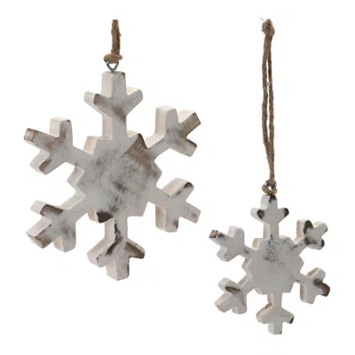 Houzbling Snowflake Ornament (set Of 12) 4"h, 6"h Wood In Blue