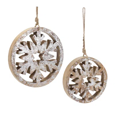 Houzbling Snowflake Ornament (set Of 12) 6"h, 8"h Wood
