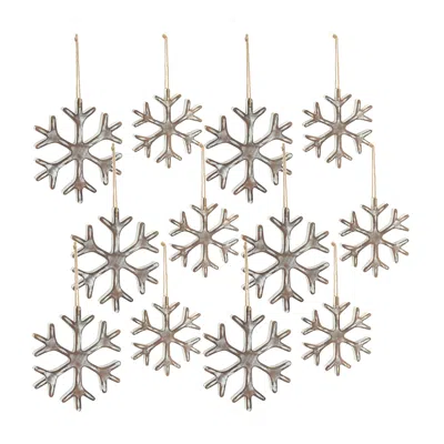 Houzbling Snowflake Ornament (set Of 12) 7"h, 9.25"h Mdf In Brown