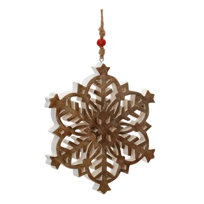 Houzbling Snowflake Ornament (set Of 4) 10"h Wood