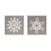 Houzbling Snowflake Plaque (set Of 2) 12"sq Wood/glass