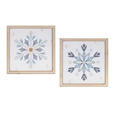 Houzbling Snowflake Print (set Of 12) 13.5"sq Mdf