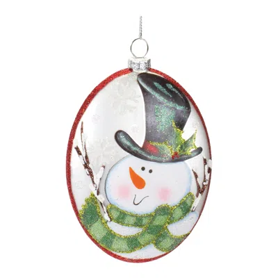 Houzbling Snowman Disc Ornament (set Of 12) 5"h Glass