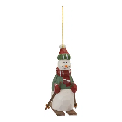 Houzbling Snowman On Skis Ornament (set Of 6) 9.75"h Wood