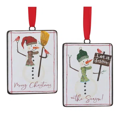 Houzbling Snowman Ornament (set Of 12) 5.5"h Iron In White