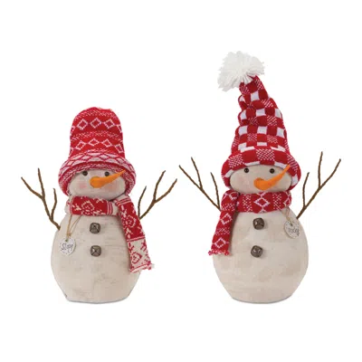 Houzbling Snowman (set Of 2) 12.25"h, 15.25"h Foam/fabric