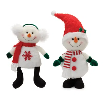 Houzbling Snowman (set Of 2) 8.25"h, 18.75"h Polyester In Red