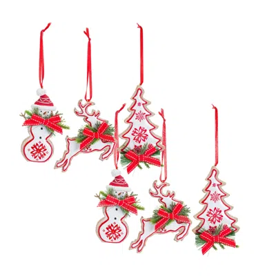 Houzbling Snowman/tree/deer Ornament (set Of 6) 4.25"h, 4.25"h 5.25"h Resin