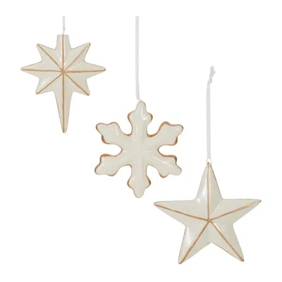 Houzbling Star And Snowflake Ornament (set Of 6) 4"h Ceramic