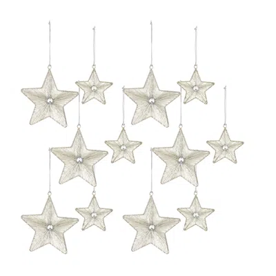 Houzbling Star Ornament (set Of 12) 4"h, 5.75"h Iron/glass Bead