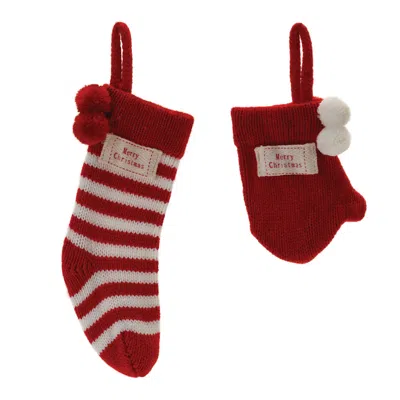 Houzbling Stocking And Mitten Ornament (set Of 12) 6"h, 8.5"h Polyester