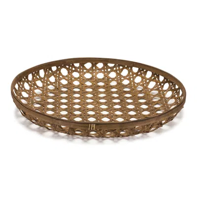 Houzbling Tray 26"d X 4"h Bamboo In Blue