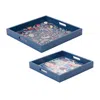 Houzbling Tray (set Of 2) 13.5"sq, 15.75"sq Mdf