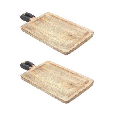 Houzbling Tray (set Of 2) 15.75"l X 7.75"w X 1"h Mango Wood In Neutral
