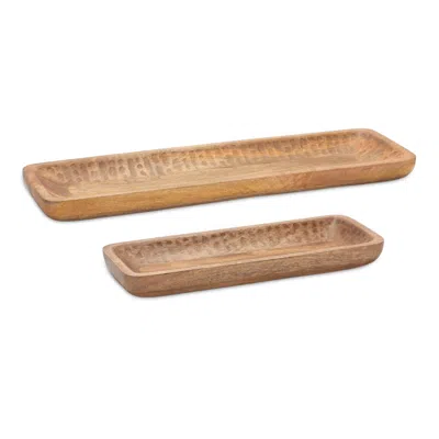 Houzbling Tray (set Of 2) 18.25"l X 7"w, 27"l X 8.25"w Mango Wood In Yellow