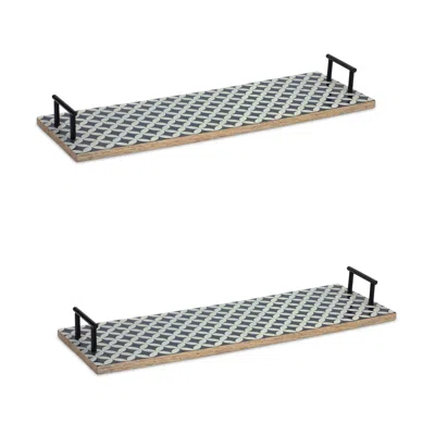 Houzbling Tray (set Of 2) 24"l X 8.25"w X 2.75"h Mango Wood/iron In Brown