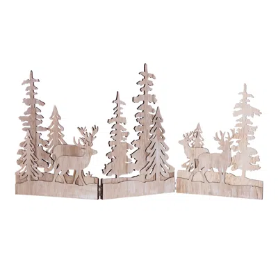 Houzbling Tree And Deer Scene Trifold 23.75"l X 12"h Wood