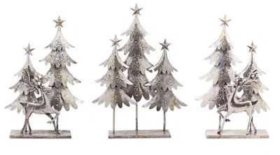 Houzbling Tree And Deer (set Of 3) 15.5"l X 23.5"h, 15.25"l X 25.5"h Metal