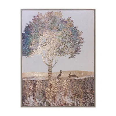 Houzbling Tree And Rabbit Print 11.75"l X 15.5"h Plastic/mdf In Multi