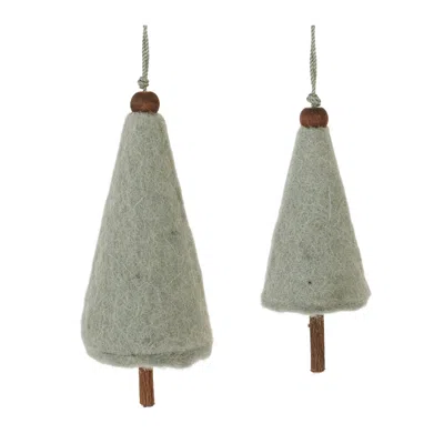 Houzbling Tree Ornament (set Of 8) 5.5"h, 6.75"h Plastic/wool/wood