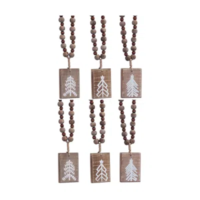 Houzbling Tree Plaque Ornament (set Of 6) 13"h Wood