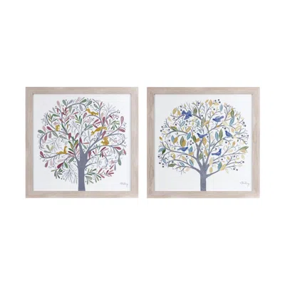 Houzbling Tree Print (set Of 2) 15.75"sq Plastic/paper In Neutral
