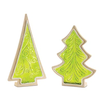 Houzbling Tree (set Of 2) 10"h, 12"h Resin In Green