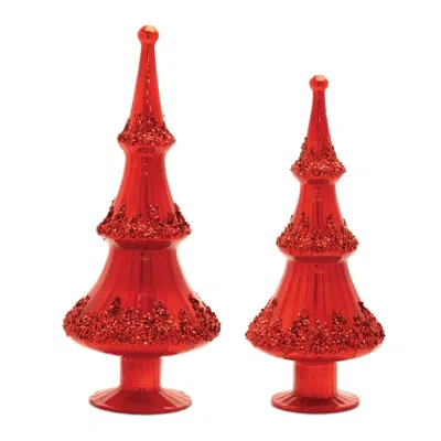 Houzbling Tree (set Of 2) 12.5"h, 14.5"h Glass