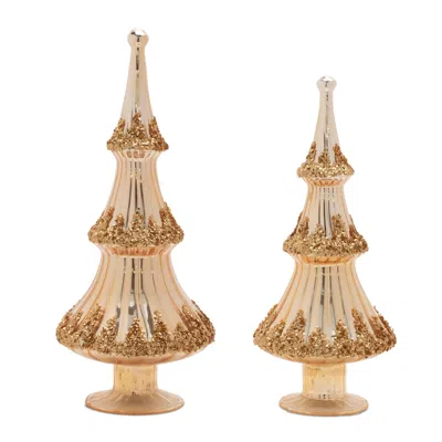 Houzbling Tree (set Of 2) 12.5"h, 14.5"h Glass
