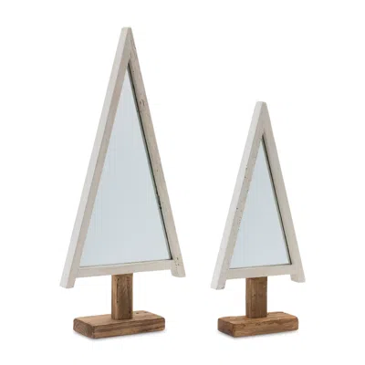 Houzbling Tree (set Of 2) 19.5"h, 25.5"h Wood/glass In Neutral