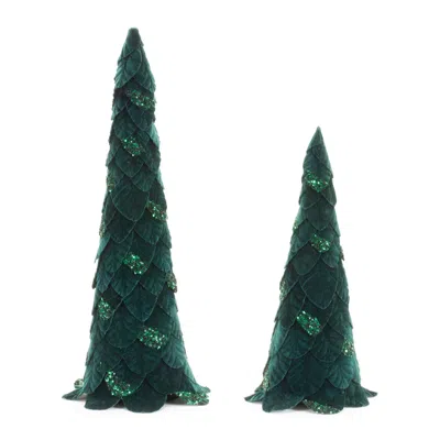 Houzbling Tree (set Of 2) 19"h, 25.5"h Polyester In Green