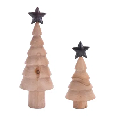 Houzbling Tree (set Of 2) 6"h, 9"h Iron/wood