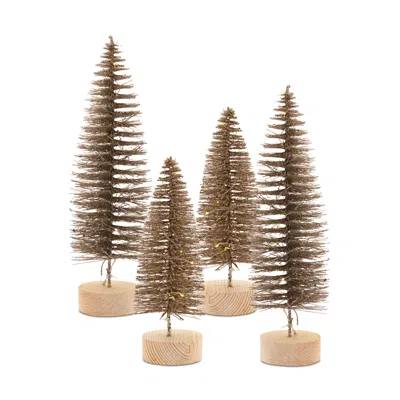 Houzbling Tree With Led (set Of 4) 10.75"h, 14"h Plastic 6 Hr Timer 3 Aaa Batteries, Not Included