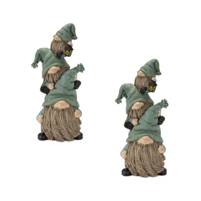 Houzbling Triple Gnome Stack (set Of 2) 5.25"l X 11"h Resin In Gray