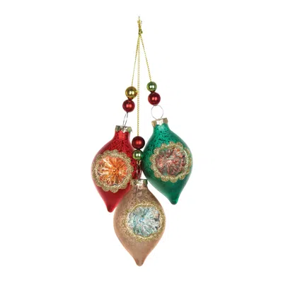 Houzbling Triple Reflector Ornament (set Of 12) 10.5"h Glass In Multi
