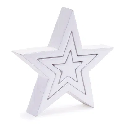 Houzbling Triple Star Puzzle (set Of 2) 8"h Mdf In White