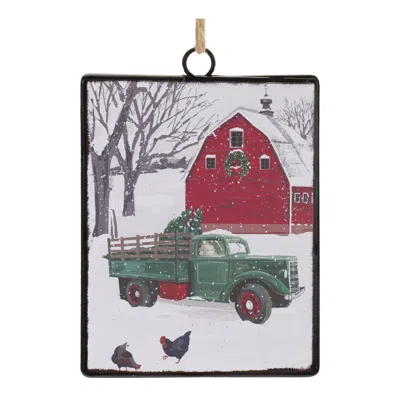 Houzbling Truck And Barn Ornament (set Of 12) 6.25"h Metal In Multi
