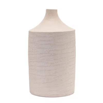 Houzbling Vase 10"d X 18"h Recycled Paper/chalk Powder In Neutral