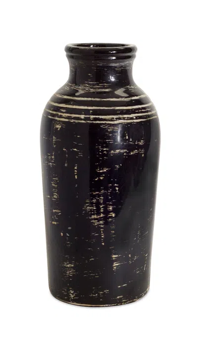 Houzbling Vase 17.5"h Ceramic In Black