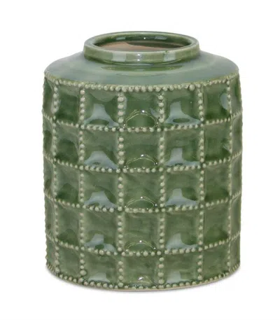 Houzbling Vase 5.5"d X 6.75"h Terra Cotta In Green