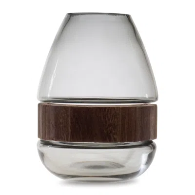 Houzbling Vase 5.5"d X 7.5"h Glass/wood