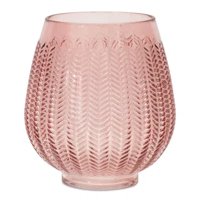 Houzbling Vase 7"d X 8"h Glass In Pink